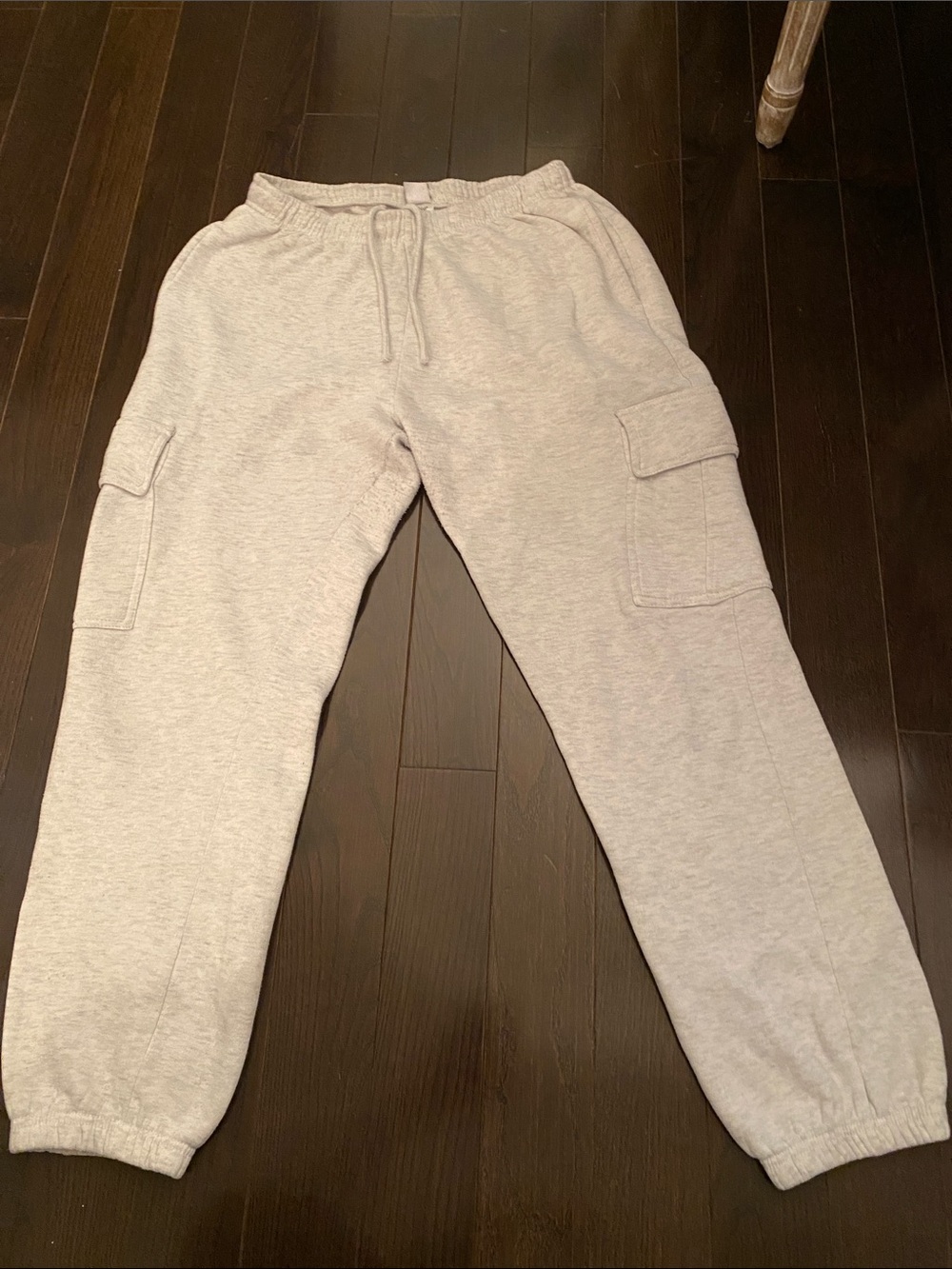 Light Heather Gray Cargo Joggers with Drawstring Waist
